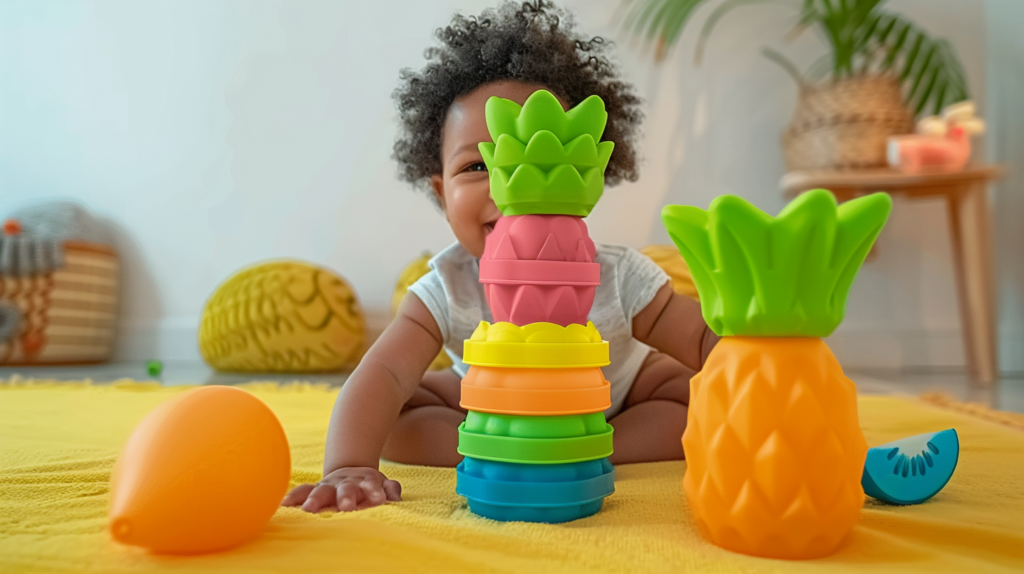soft building blocks silicone fruit stacking toy for babies