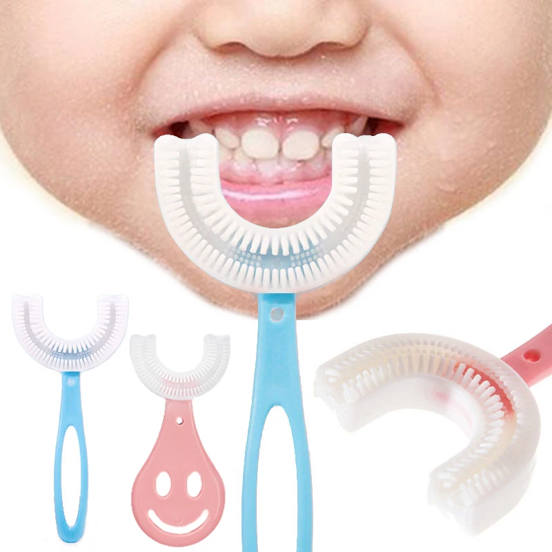 Ergonomic U-Shaped Kids Toothbrush - 360° Soft Silicone Dental Care