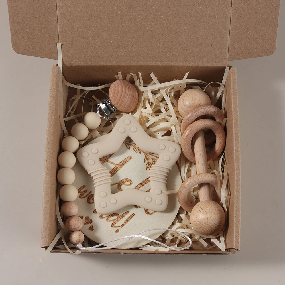 "Hello World" Premium Baby Gift Set - 4-Piece Milestone & Natural Teething Collection - Image 4