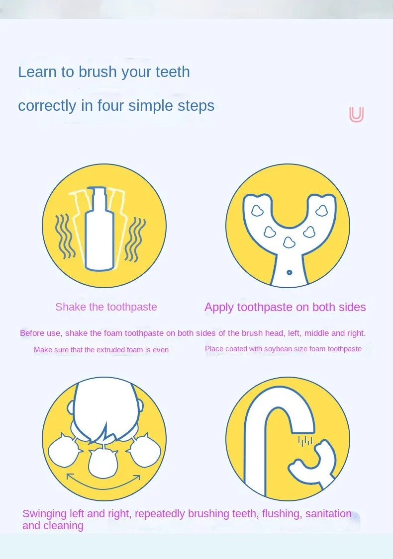 Ergonomic U-Shaped Kids Toothbrush - 360° Soft Silicone Dental Care - Image 3