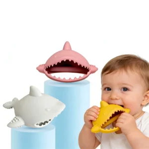 "Sharky" Silicone Hand Teether - Interactive Finger Puppet & Textured Soothing Toy