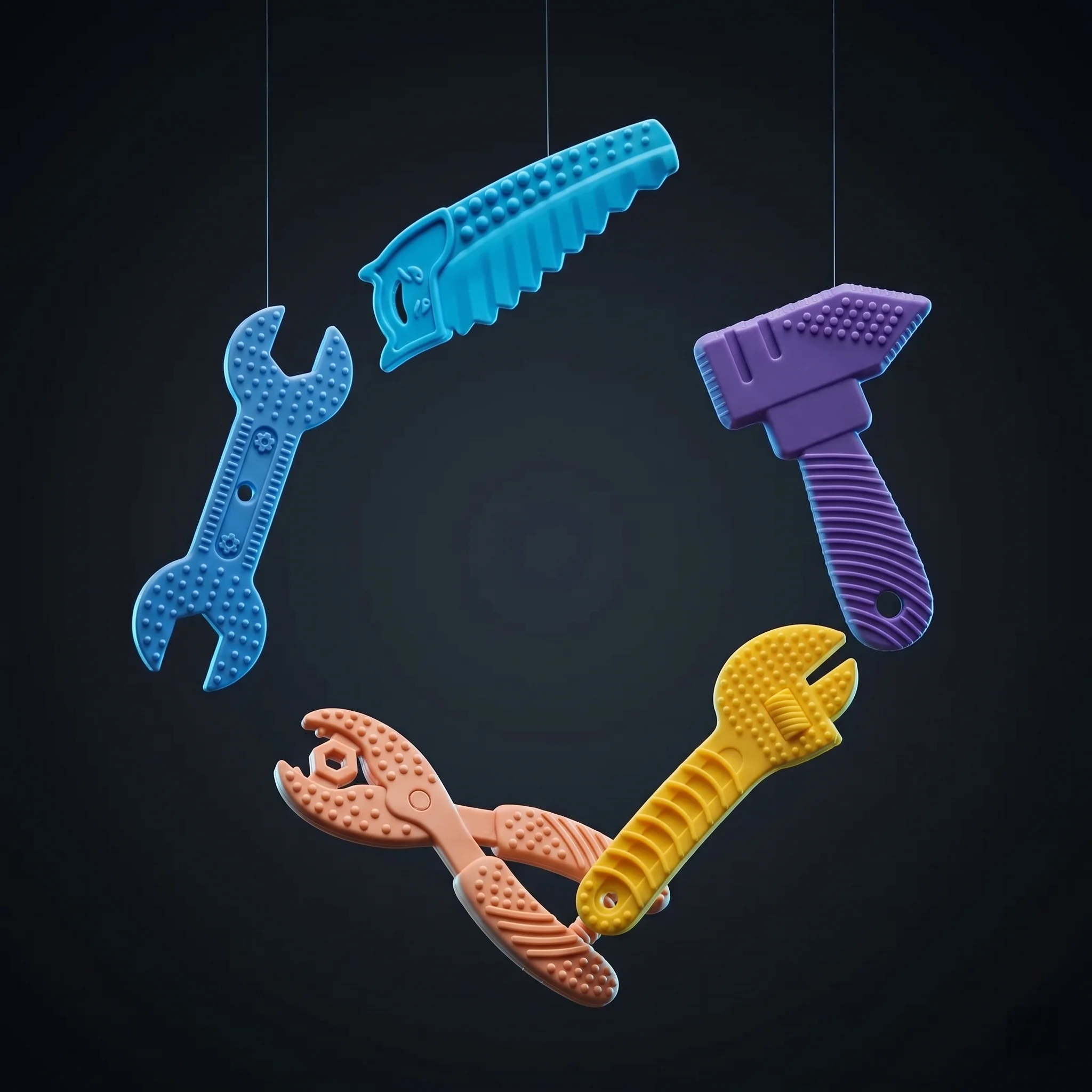 "Little Handyman" Premium Silicone Teething Tool Set - 5-Piece Construction Play & Relief