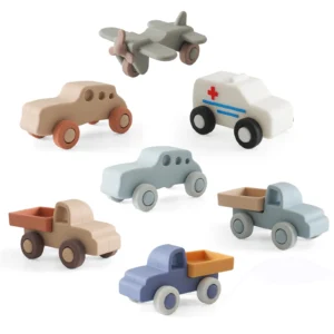 silicone vehicle toy baby montessori set