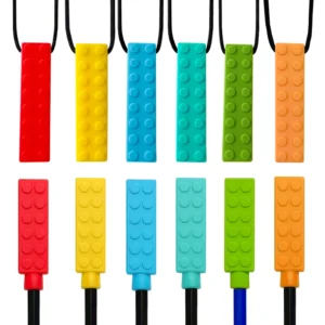 Sensory Building Blocks - Silicone Teething Pendant & Pencil Topper