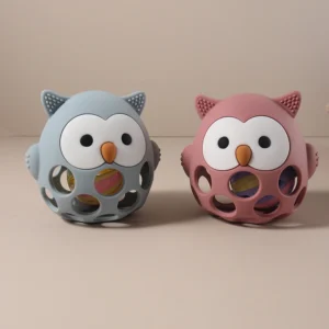 Sensory Owl Silicone Rattle & Teether - 2-in-1 Baby Soothing Toy
