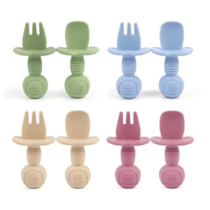 baby self feeding utensils silicone set
