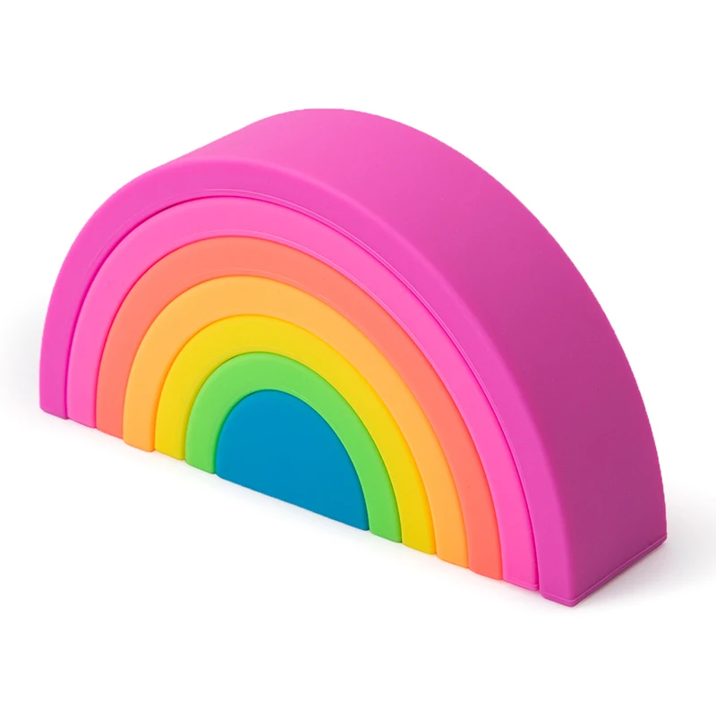 silicone rainbow stacker montessori baby toy