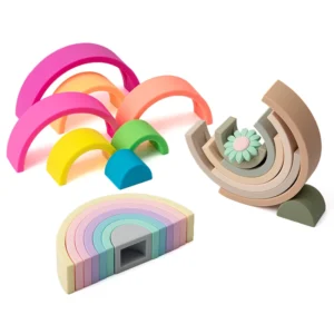 silicone rainbow stacker montessori baby toy