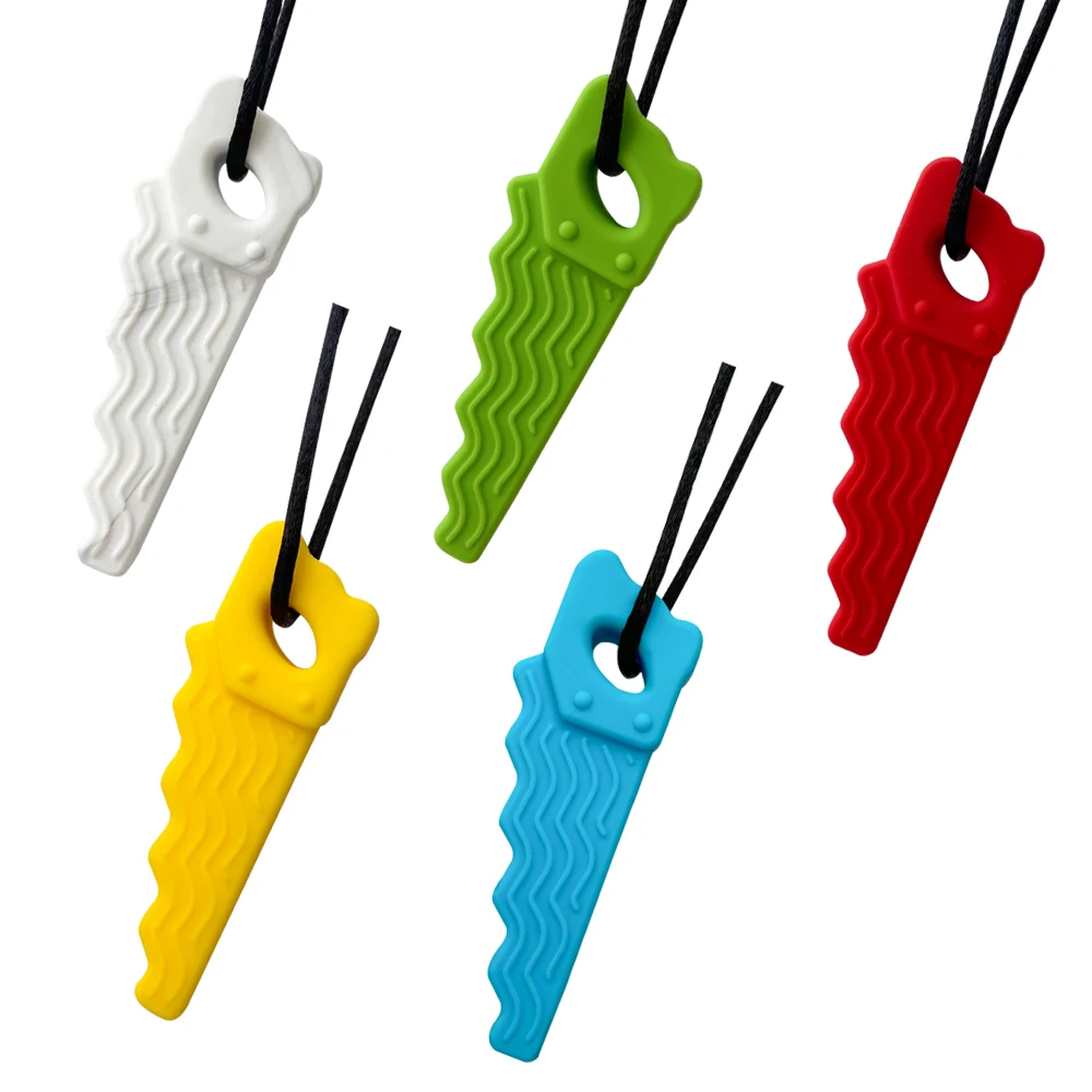 "Geometric Jagged" Premium Silicone Teething Necklace - Sensory Chew Toy for Babies & Focus Support - Image 3