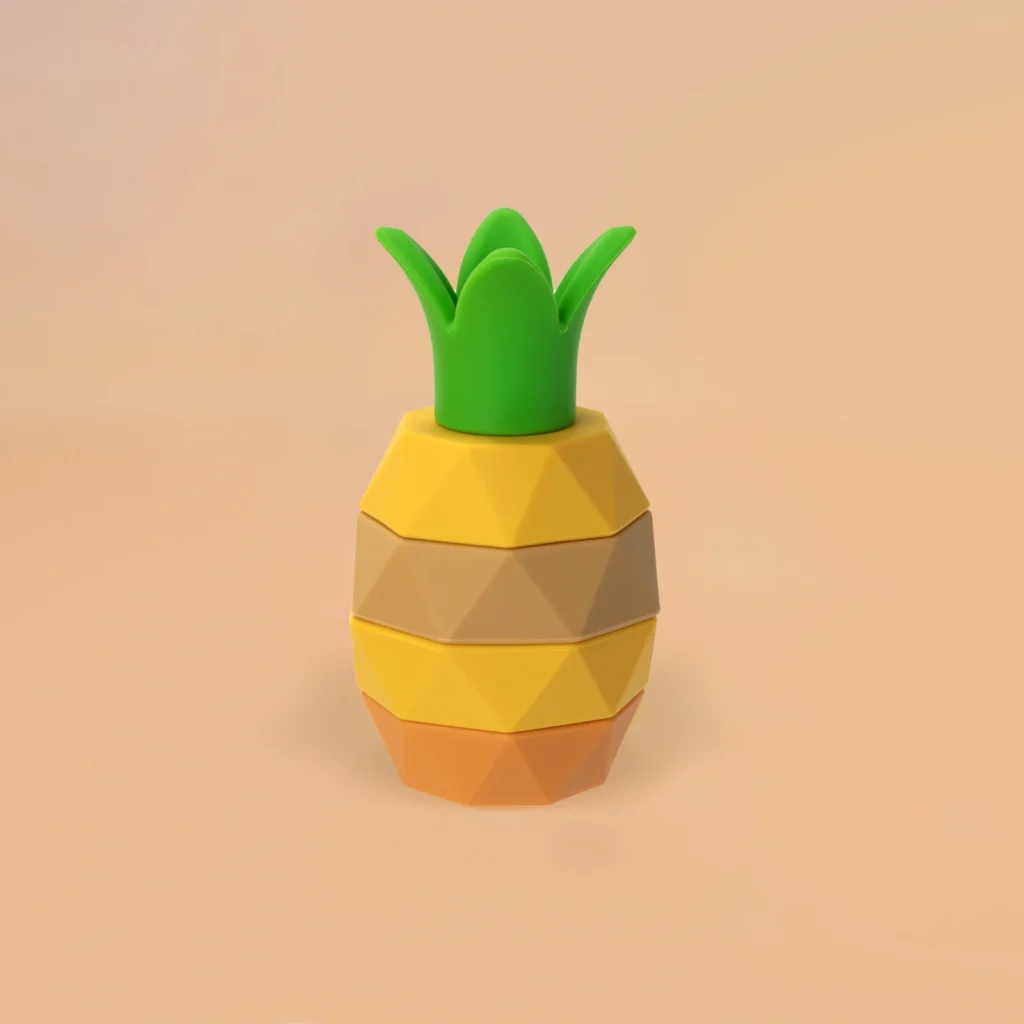 Baby playing with silicone stacking blocks fruit toy