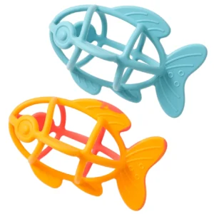 "Little Fish" 360° Easy-Grip Silicone Teether - Flexible Sensory Soothing Toy for Newborns