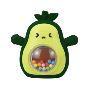 2-in-1 Avocado Silicone Rattle & Teether - Sensory Developmental Toy