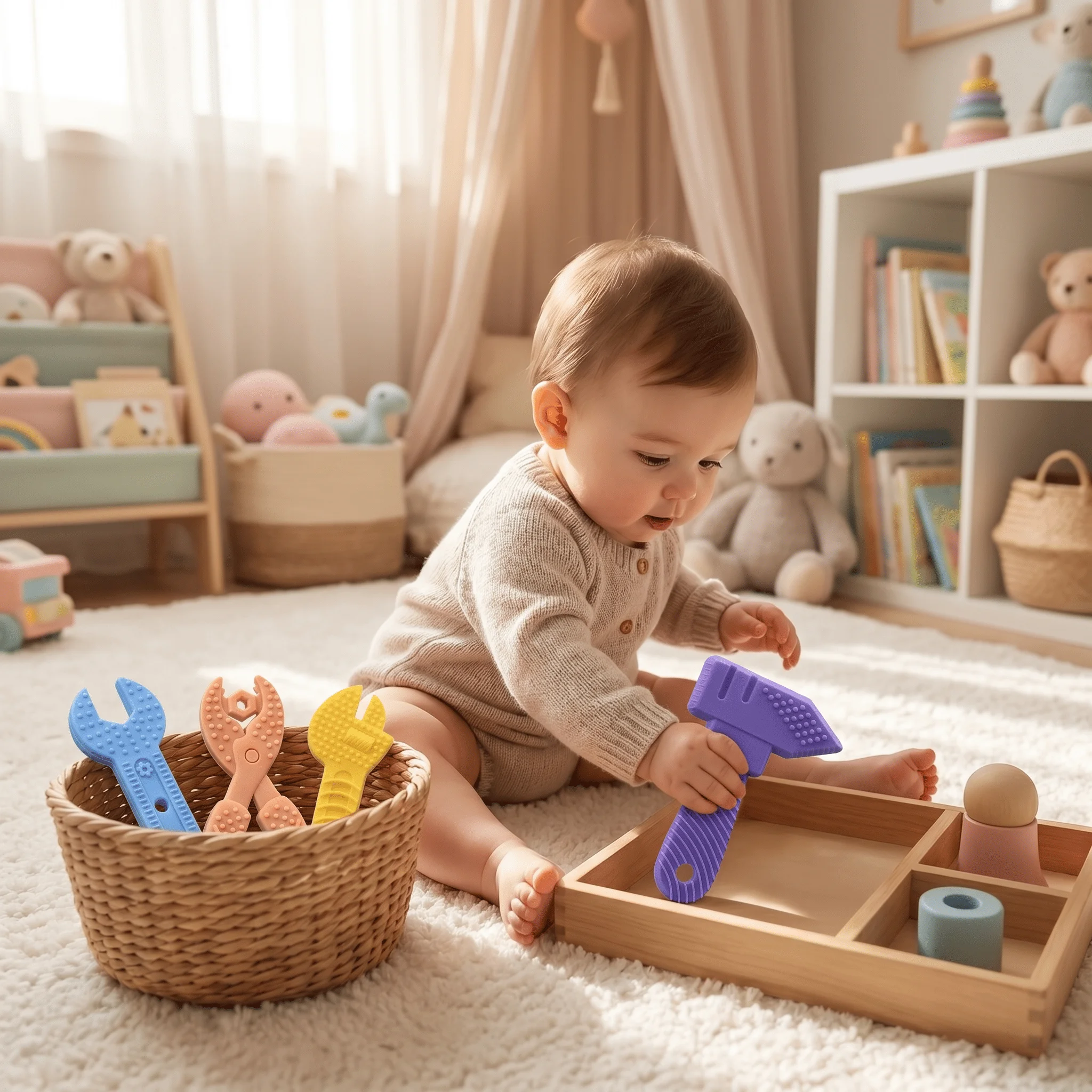 "Little Handyman" Premium Silicone Teething Tool Set - 5-Piece Construction Play & Relief - Image 2