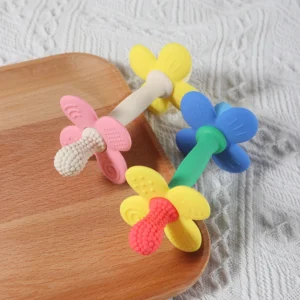 "Floral Bloom" 2-in-1 Silicone Teether - Easy-Grip Flower Soothing Toy for Infants